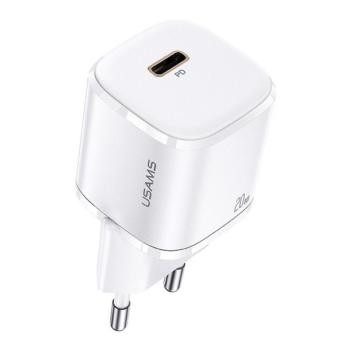 Hálózati töltő adapter, 20W, USB Type-C aljzat, gyorstöltés, PD, GaN, Usams T36, fehér kép