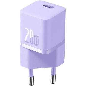 Hálózati töltő adapter, 20W, USB Type-C aljzat, gyorstöltés, PD, GaN5, Baseus GaN5 Mini, lila kép