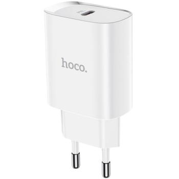 Hálózati töltő adapter, 20W, USB Type-C aljzat, gyorstöltés, PD, Hoco N14 Smart Charging, fehér kép