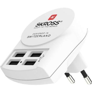 Hálózati töltő adapter, 24W, 4 x USB aljzat, SKRoss, fehér kép