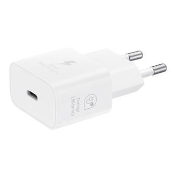 Hálózati töltő adapter, 25W, USB Type-C aljzat, PD, GaN, gyorstöltés, Samsung, fehér, gyári kép