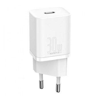 Hálózati töltő adapter, 30W, USB Type-C aljzat, gyorstöltés, Baseus Super SI 1C, fehér kép