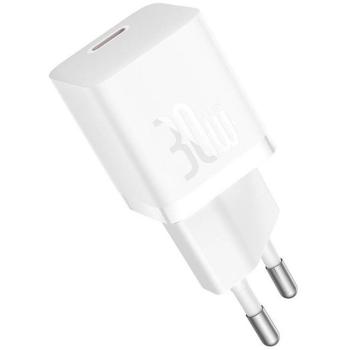 Hálózati töltő adapter, 30W, USB Type-C aljzat, gyorstöltés, PD, GaN5, Baseus GaN5 Mini, fehér kép