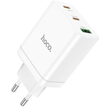 Hálózati töltő adapter, 35W, USB aljzat, 2 x USB Type-C aljzat, gyorstöltés, PD, QC 3.0, FCP, AFC, PPS, Hoco N33 Start, fehér kép