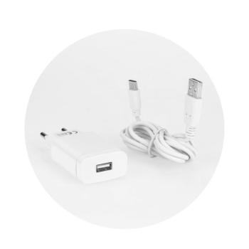Hálózati töltő adapter, 5V / 2,4A, USB aljzat, USB Type-C kábellel, gyorstöltés funkció, fehér kép