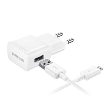 Hálózati töltő adapter, 5V / 2000mA, USB aljzat, microUSB kábellel, gyorstöltés, Samsung, fehér, gyári kép