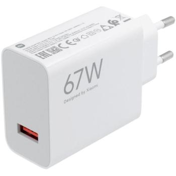 Hálózati töltő adapter, 67W, USB aljzat, gyorstöltés, Xiaomi, fehér, gyári kép