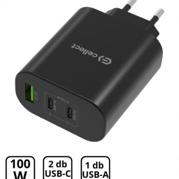 Hálózati töltő adapter gyorstöltő funkcióval 100W, Fekete kép