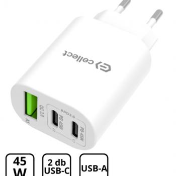 Hálózati töltő adapter gyorstöltő funkcióval 45W, Fehér kép