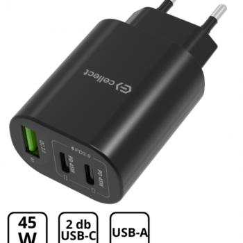 Hálózati töltő adapter gyorstöltő funkcióval 45W, Fekete kép