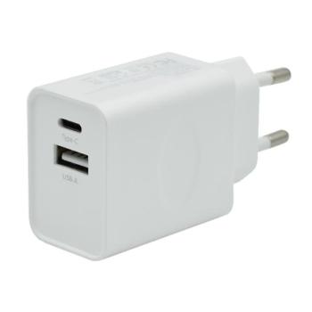 Hálózati töltő USB aljzat / Type-C aljzat (5V / 3000mA, 33W, gyorstöltés támogatás) FEHÉR CAT S60, Apple iPhone 7 4.7, Evolveo Strongphone Q5, Apple iPhone 7 Plus 5.5, Blackberry DTEK50 , Vod kép