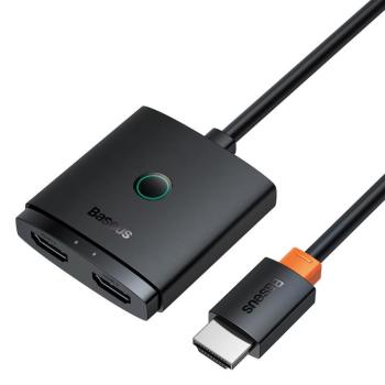 HDMI 2in1 4K 60Hz kétirányú adapter beépített 1m-es kábellel Baseus AirJoy - fekete kép