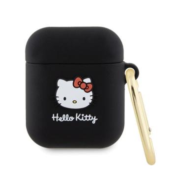 Hello Kitty HKA23DKHSK Airpods 1/2 tok fekete Szilikon 3D Kitty fej 3D Kitty fej kép