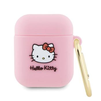Hello Kitty HKA23DKHSP Airpods 1/2 tok rózsaszín szilikon 3D Kitty fej 3D Kitty fej kép