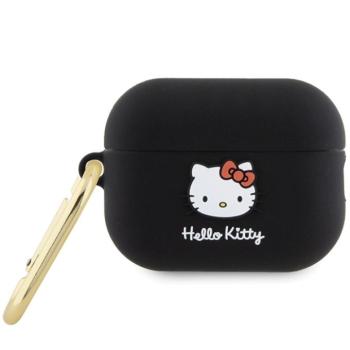 Hello Kitty HKAP23DKHSK Airpods Pro 2 (2022/2023) tok fekete Szilikon 3D Kitty fej 3D Kitty fej kép