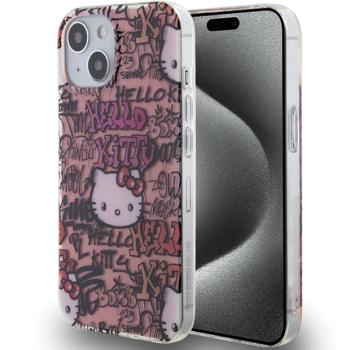 Hello Kitty HKHCP15SHDGPTP iPhone 15 6.1&quot; rózsaszín keménytok IML címkék Graffiti kép