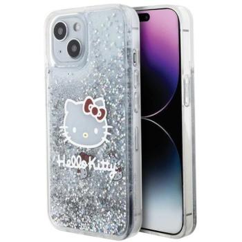 Hello Kitty HKHCP15SLIKHET iPhone 15 6.1&quot; ezüst keménytok folyékony csillogó medál Kitty Head kép