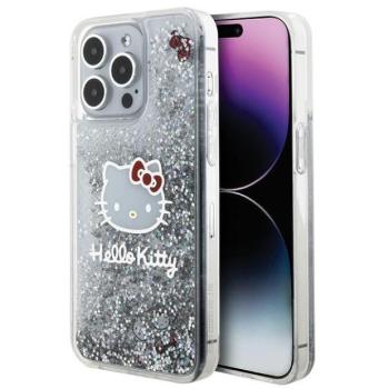 Hello Kitty HKHCP15XLIKHET iPhone 15 Pro Max 6.7&quot; ezüst keménytok folyékony Glitter Charms Kitty Head, csillámporos charmok Kitty Head kép