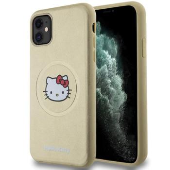 Hello Kitty HKHMN61PGHCKD iPhone 11 6.1&quot; arany keménytok bőr Kitty Head MagSafe kép
