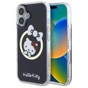 Hello Kitty HKHMP16SHFLBK IML Fun Bow MagSafe-kompatibilis keménytok iPhone 16 - fekete kép