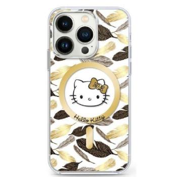Hello Kitty HKHMP16XHGLEH IML Golden Leaves MagSafe-kompatibilis keménytok iPhone 16 Pro - fehér kép