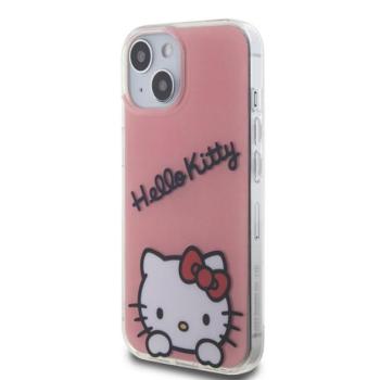 Hello Kitty IML Daydreaming Logo Apple iPhone 15 hátlap tok, rózsaszín kép