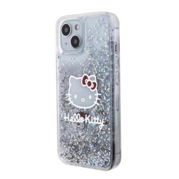 Hello Kitty Liquid Glitter Electroplating Head Logo Apple iPhone 15 hátlap tok, átlátszó kép