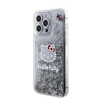 Hello Kitty Liquid Glitter Electroplating Head Logo Apple iPhone 15 Pro Max hátlap tok, átlátszó kép