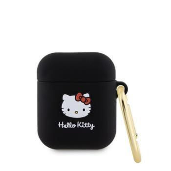 Hello Kitty Liquid Silicone 3D Kitty Head Logo AirPods 1/2 tok, fekete kép