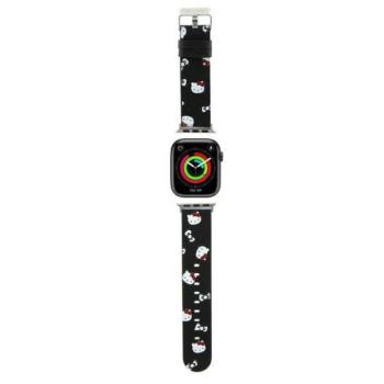 Hello Kitty óraszíj HKAWMPSAPSK Apple Watch 38/40/41mm-es fekete szíj Fej és masni minta kép