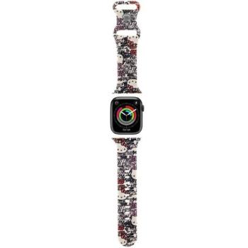 Hello Kitty óraszíj HKAWMSDGPTE Apple Watch 38/40/41mm bézs színű szíj Szilikon címkék Graffiti kép