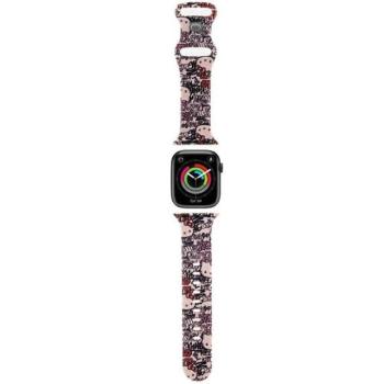 Hello Kitty óraszíj HKAWMSDGPTP Apple Watch 38/40/41mm rózsaszín szíj szilikon címkék Graffiti kép