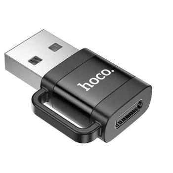 HOCO adapter (USB - Type-C aljzat, adatátvitel és töltés, OTG) FEKETE kép