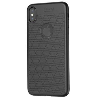 HOCO ADMIRE szilikon telefonvédő (ultravékony, 0.8 mm, lyukacsos, rombusz minta, logó kivágás) FEKETE Apple iPhone XS Max 6.5 kép