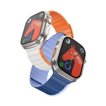 HOCO AS102 mágneses szilikon szíj Apple Watch 42 / 44 / 45 / 49 mm - sötétkék-világoskék kép