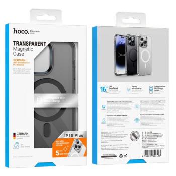 HOCO AS3 Borostyánszínű tok Magsafe kompatibilis iPhone 15 PLUS átlátszó fekete kép