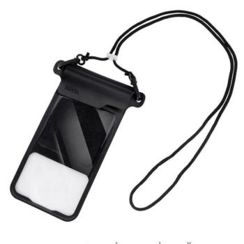 HOCO BAG31 vízhatlan/vízálló tok, AQUA (univerzális, IPX8, nyakba akasztható, tépőzáras, 7.2&quot; méret) FEKETE kép