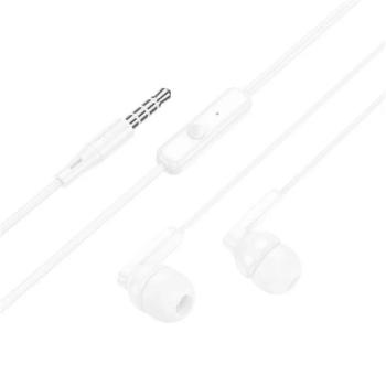 HOCO BRIGHT fülhallgató SZTEREO (3.5mm jack, mikrofon, felvevő gomb) FEHÉR kép