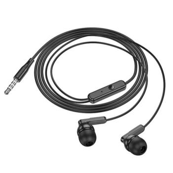 HOCO BRIGHT fülhallgató SZTEREO (3.5mm jack, mikrofon, felvevő gomb) FEKETE kép