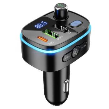 Hoco E62 bluetooth FM transmitter / autós töltő, 2xUSB-A-USB-C, PD, QC3.0, 20W, fekete kép