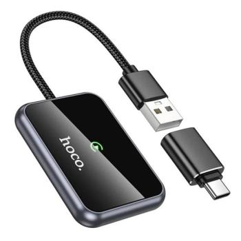HOCO HU1 vezeték nélküli adapter (USB, Type-C, CarPlay kompatibilis) FEKETE Apple iPhone XS Max 6.5, iPhone XS 5.8, iPhone XR 6.1 kép