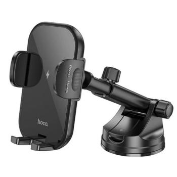 HOCO HW5 autós tartó (műszerfalra, tapadókorongos, forgatható, automata, 15W, wireless, gyorstöltő) FEKETE kép