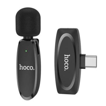 HOCO L15 bluetooth mikrofon (Type-C, LAVALIER csíptethető, zajszűrő) FEKETE kép