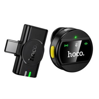 HOCO L21 bluetooth mikrofon (Type-C, LAVALIER csíptethető, zajszűrő) FEKETE kép