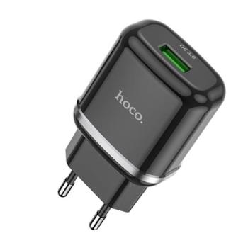 HOCO N3 hálózati töltő USB aljzat (18W, gyorstöltő 3.0) FEKETE kép