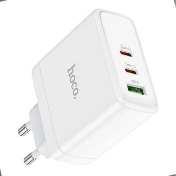 HOCO N30 hálózati töltő USB+2 Type-C aljzat (65W, GaN, PD gyorstöltő 3.0) FEHÉR kép