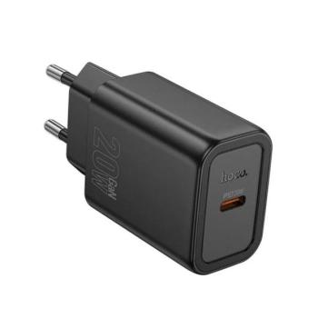 HOCO N60 hálózati töltő Type-C aljzat (20W, PD gyorstöltő 3.0) FEKETE kép