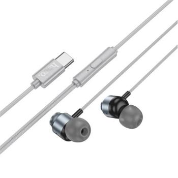 HOCO POWER fülhallgató SZTEREO (Type-C, mikrofon, felvevő gomb) SÖTÉTSZÜRKE kép