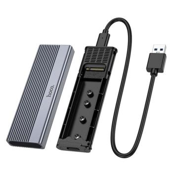 HOCO tokozás M.2 SATA SSD meghajtókhoz M kulcs B+M kulcs akár 4TB USB A USB3.2 / 6GBps HB47 fém szürke kép
