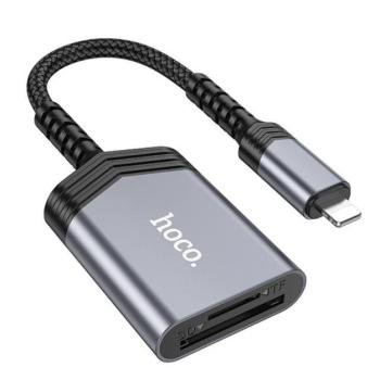 Hoco UA25 kártyaolvasó 2in1, Apple iPhone Lightning (8-pin) szürke kép